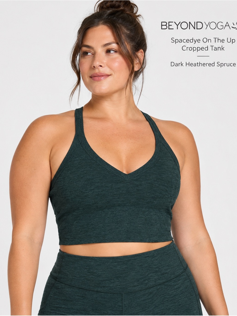 #1047 NWT Beyond Yoga Spacedye On The Up Cropped Tank Spruce XL